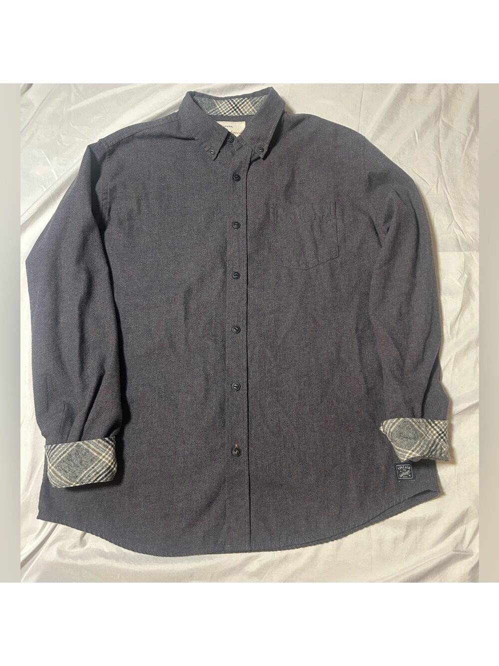 Vintage Weatherproof Flannel Shirt Men’s Large Gray